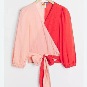 Farm Rio Colorblock Wrap Blouse Size XS